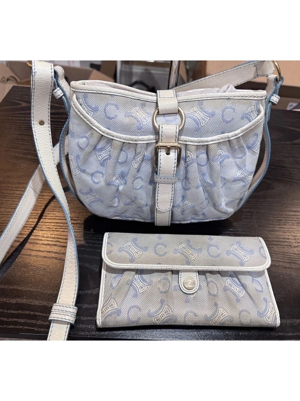 Celine C Macadam Canvas Shoulder Bag & Wallet